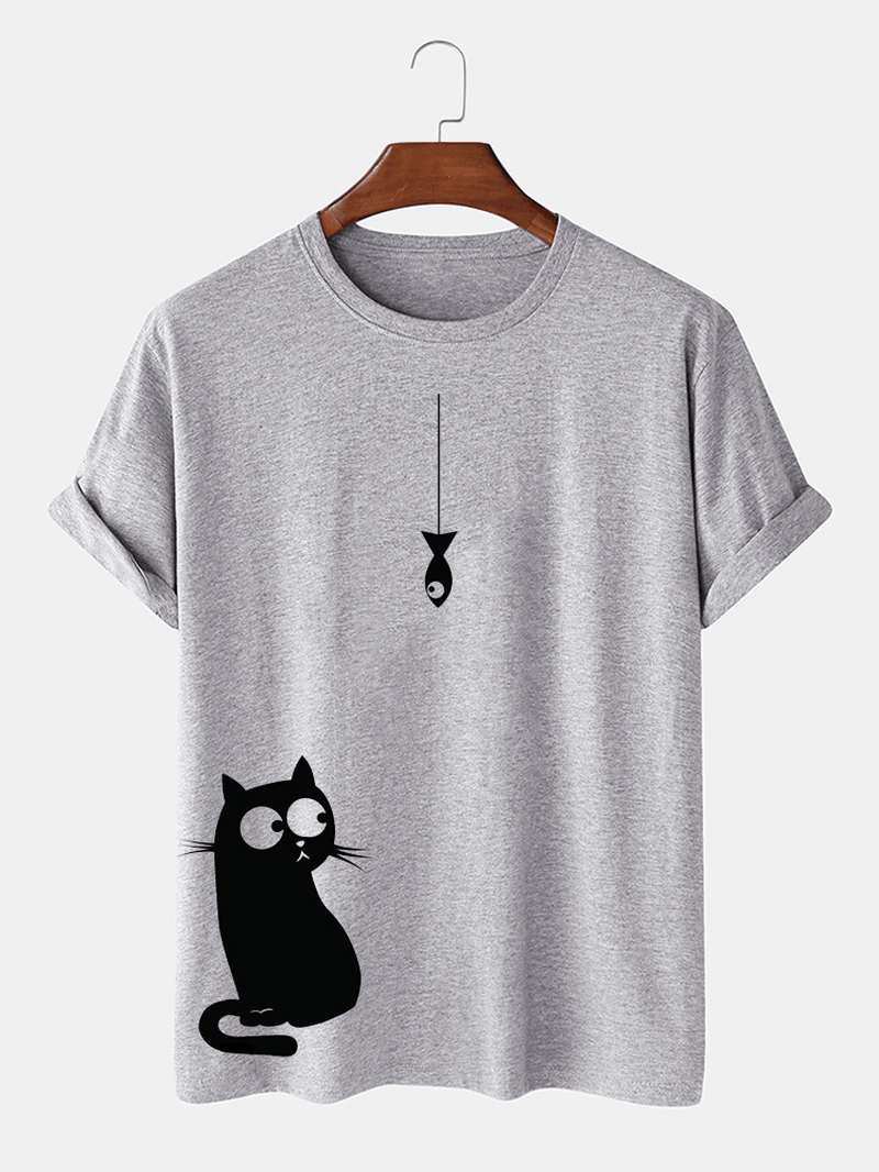 Mens Cotton Sticker Printed T-Shirt TTMPS31 - Grey
