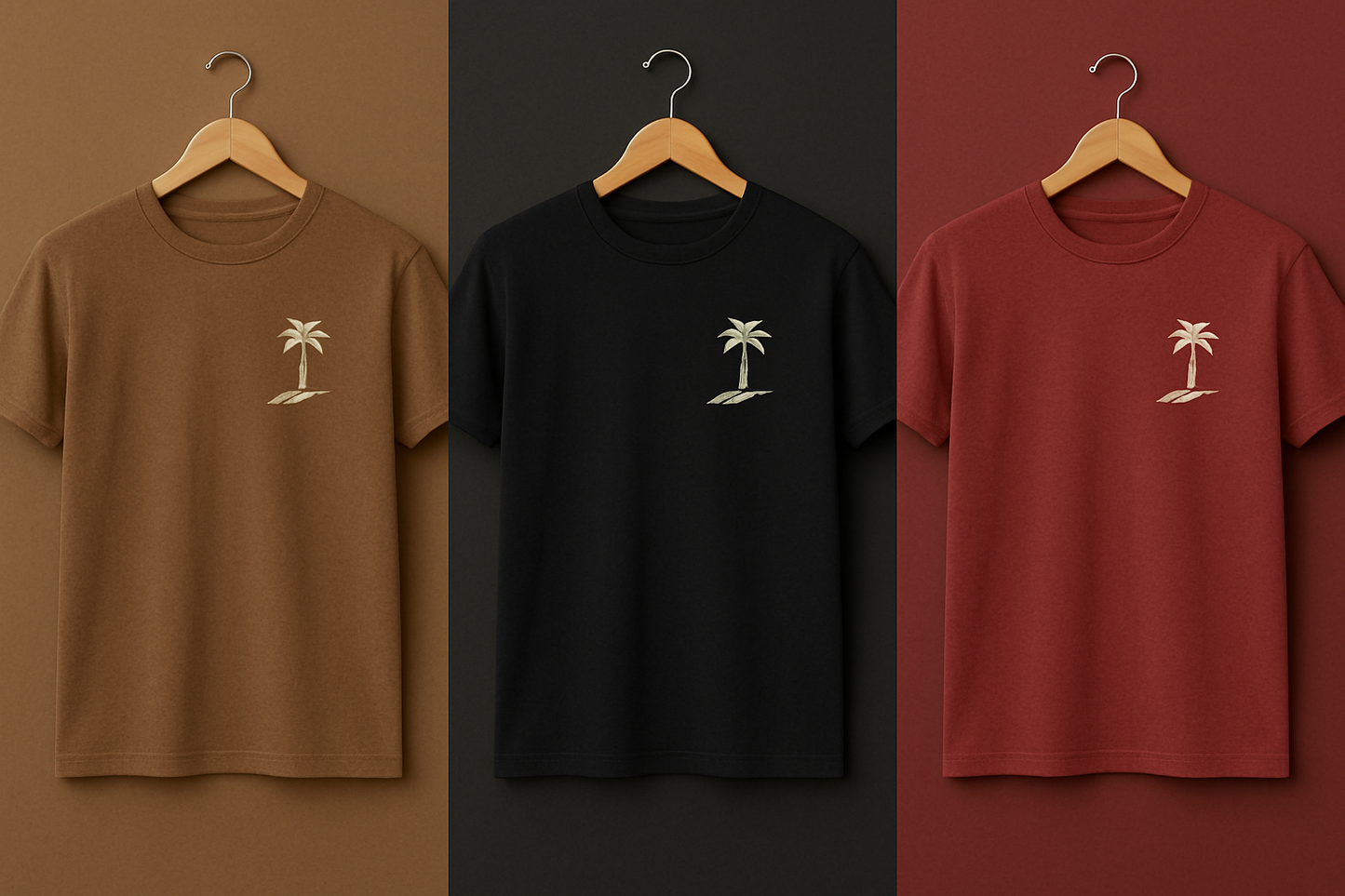 Bundle of 3 Printed T-Shirts - PBUN3TS4 - Maroon Brown Black