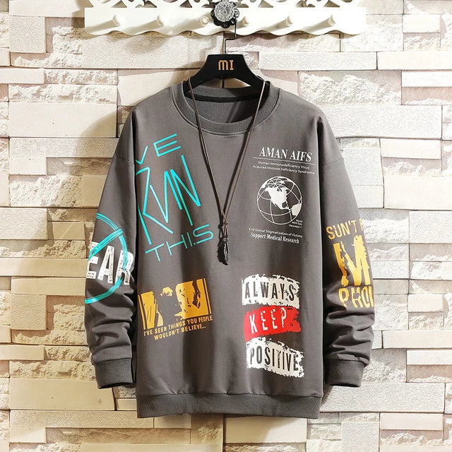Mens Printed Sweatshirt GRMPR16 - Charcoal