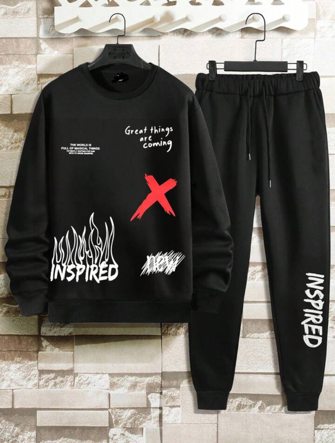 Mens Sweatshirt and Pants Set by Tee Tall - MSPSTT25 - Black Black