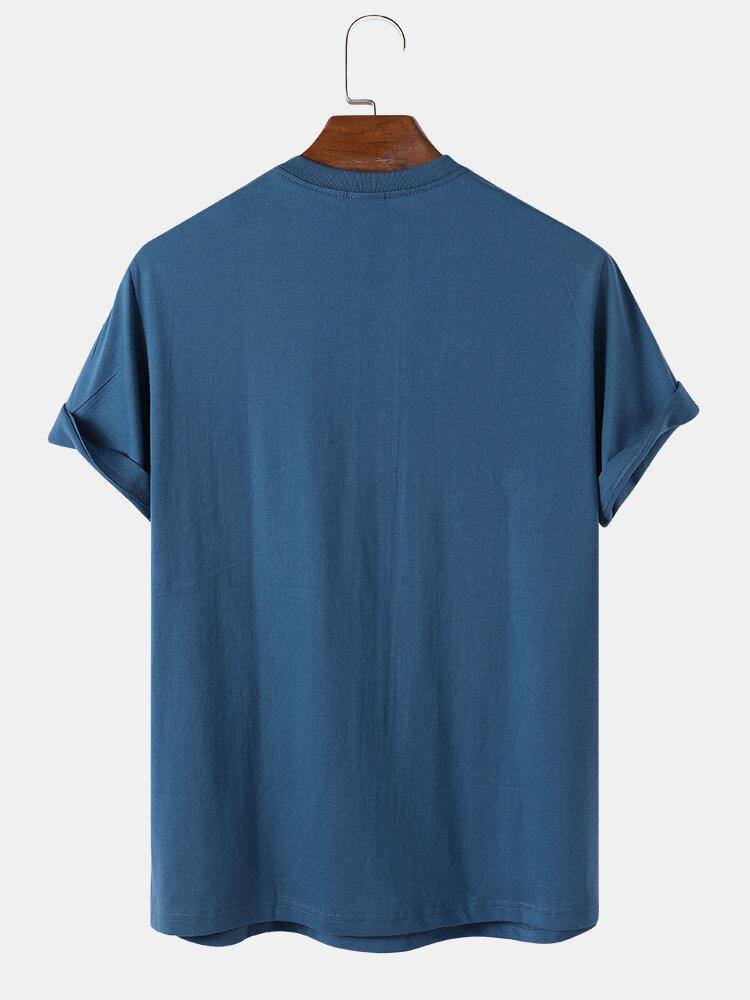 Mens Cotton Sticker Printed T-Shirt TTMPS18 - Blue