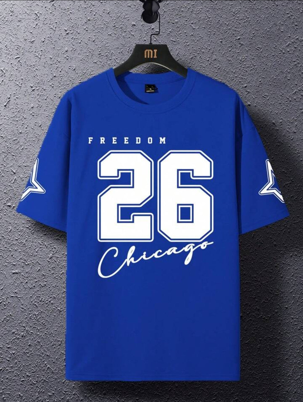 Nine Zero Stickers Printed NZMT7 T-Shirt - Royal Blue
