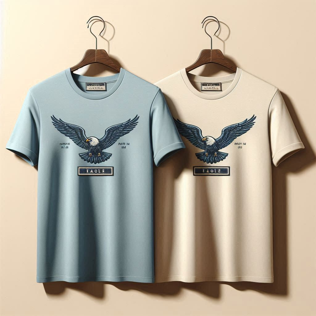 Mens 2 Plain Round Neck Printed T-Shirt Bundle M2PRTBU24