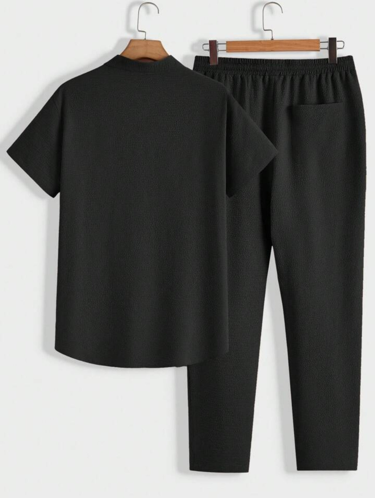 Mens Viscose Pants + Shirt Set - TTVMS3 - Black - Low Cost Edition