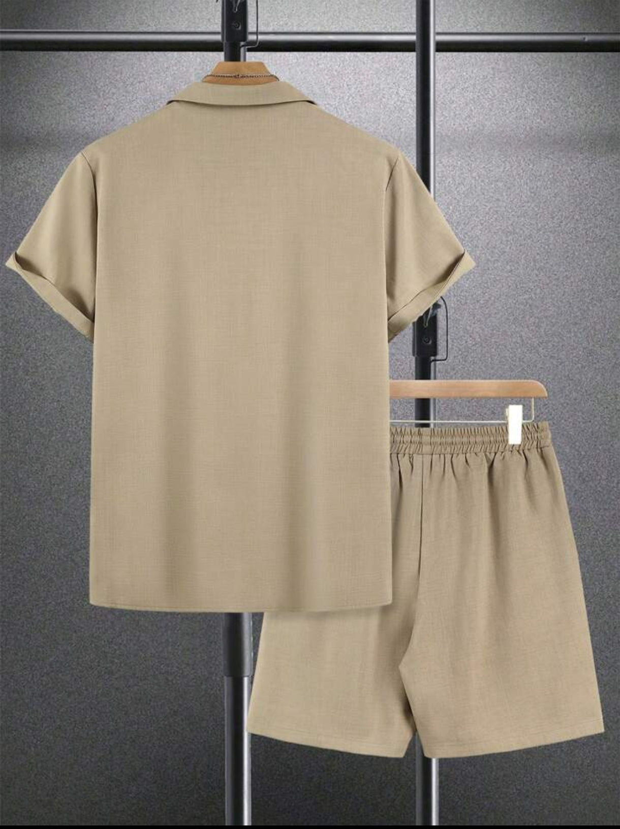 Mens Viscose Shorts + Shirt Set - TTVMS8 - Brown - Low Cost Edition