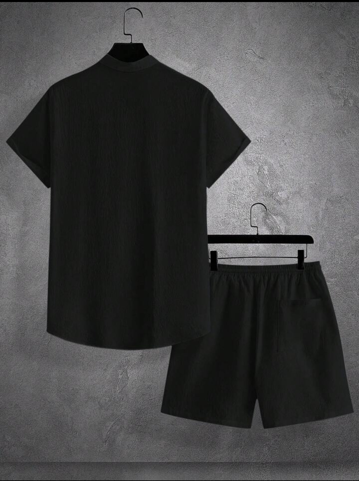 Mens Viscose Shorts + Shirt Set - TTVMS10 - Black - Low Cost Edition