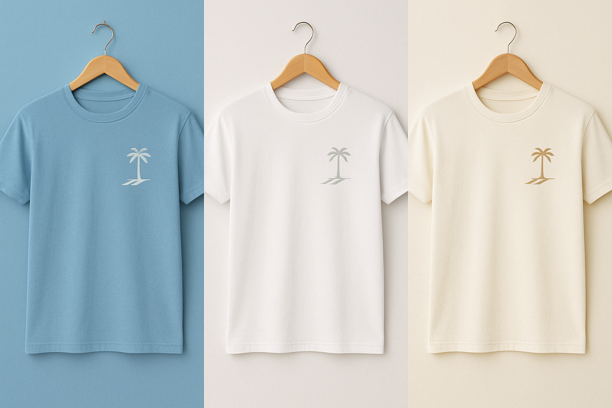 Palm Street Bundle of 3 Printed T-Shirts - PBUN3TS5 - Cream White Light Blue