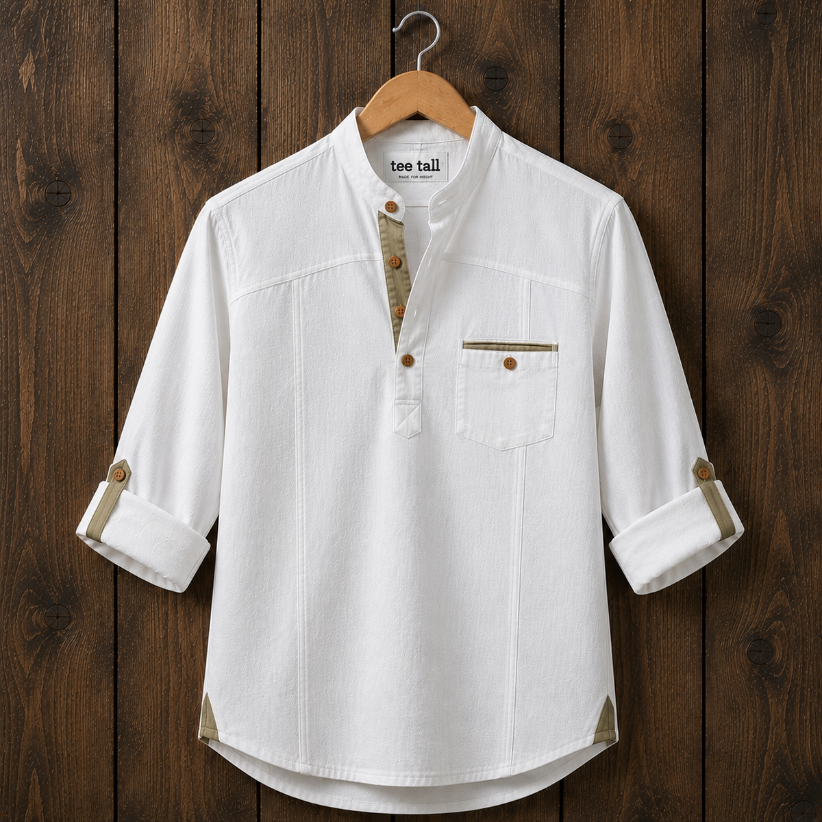 Mens Short Cotton Full Sleeve Shirt TTMSK163 - White