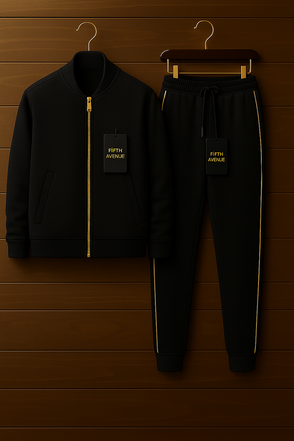 Fifth Avenue Mens Jacket and Pants Set FAMJAPNS35 - Black