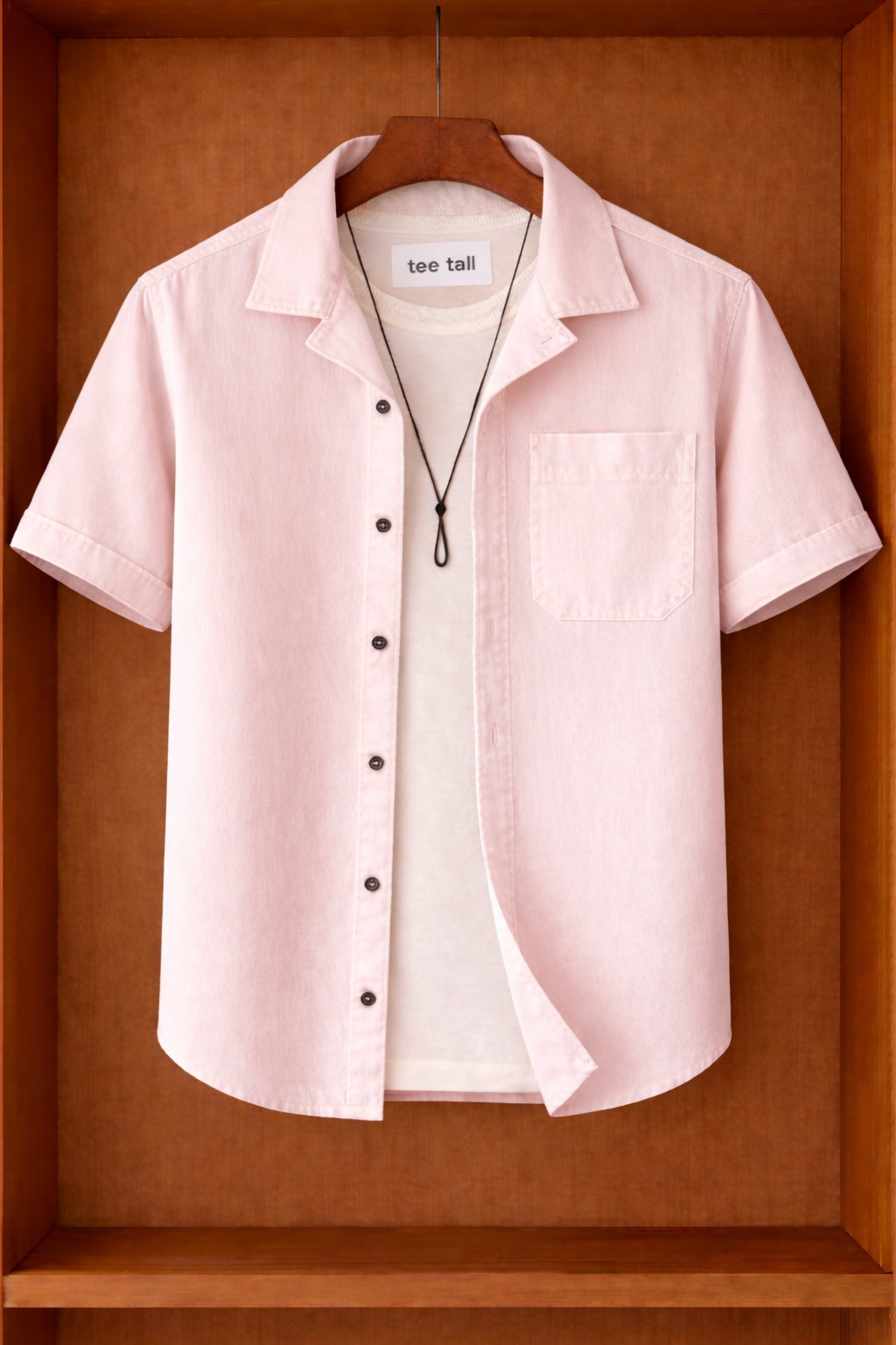 Mens Button Up Half Sleeve Shirt TTMBUS316 - Pink