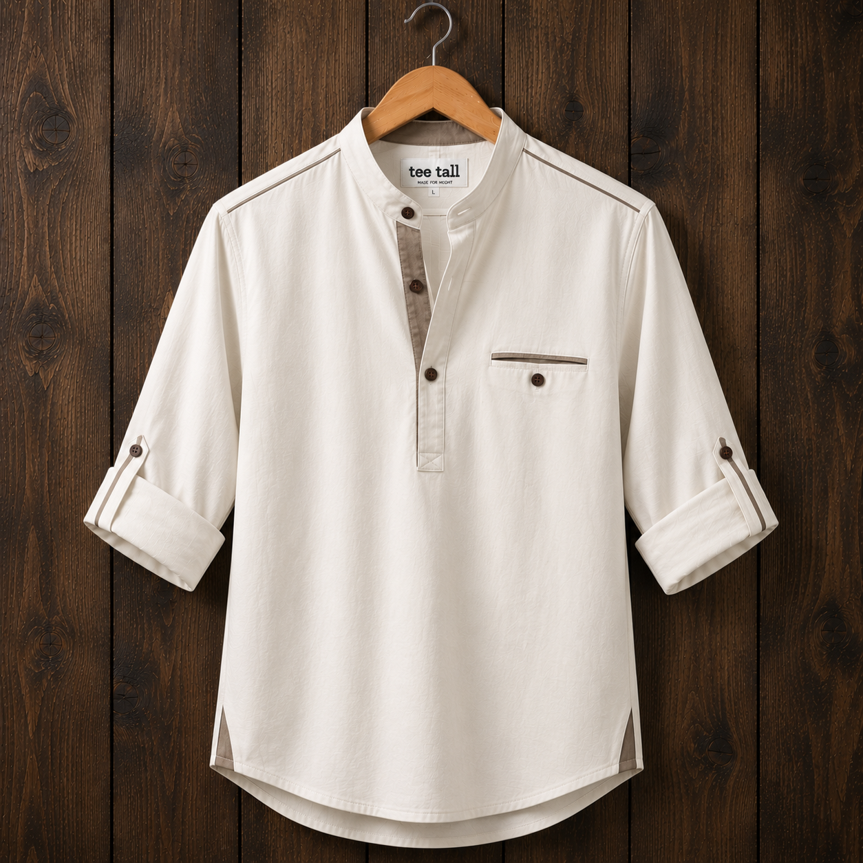 Mens Short Cotton Full Sleeve Kurta TTMSK144 - Off White