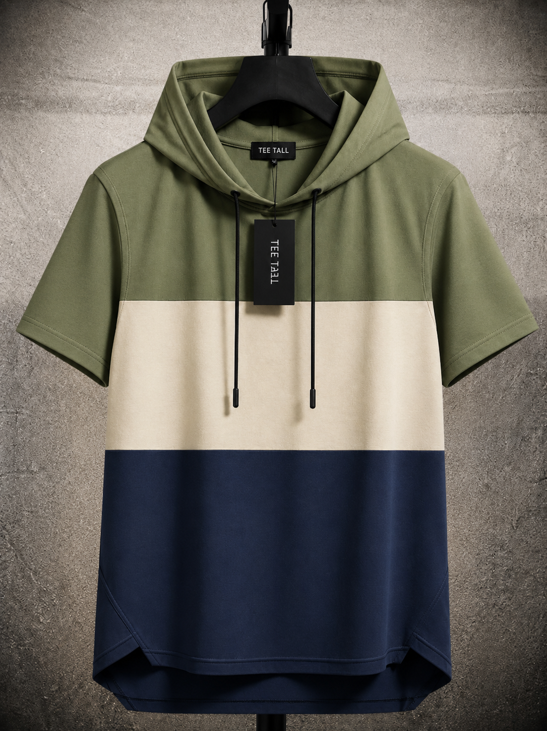 Mens Color Block Half Sleeve Hooded T-Shirt TTMCBTS9