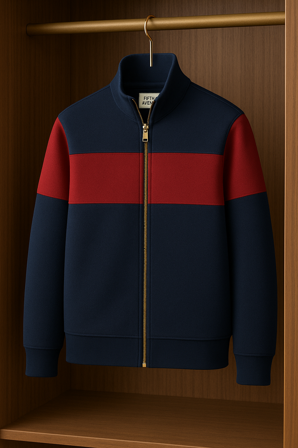 Mens Zip Up Bomber Jacket ZINA - Navy Blue