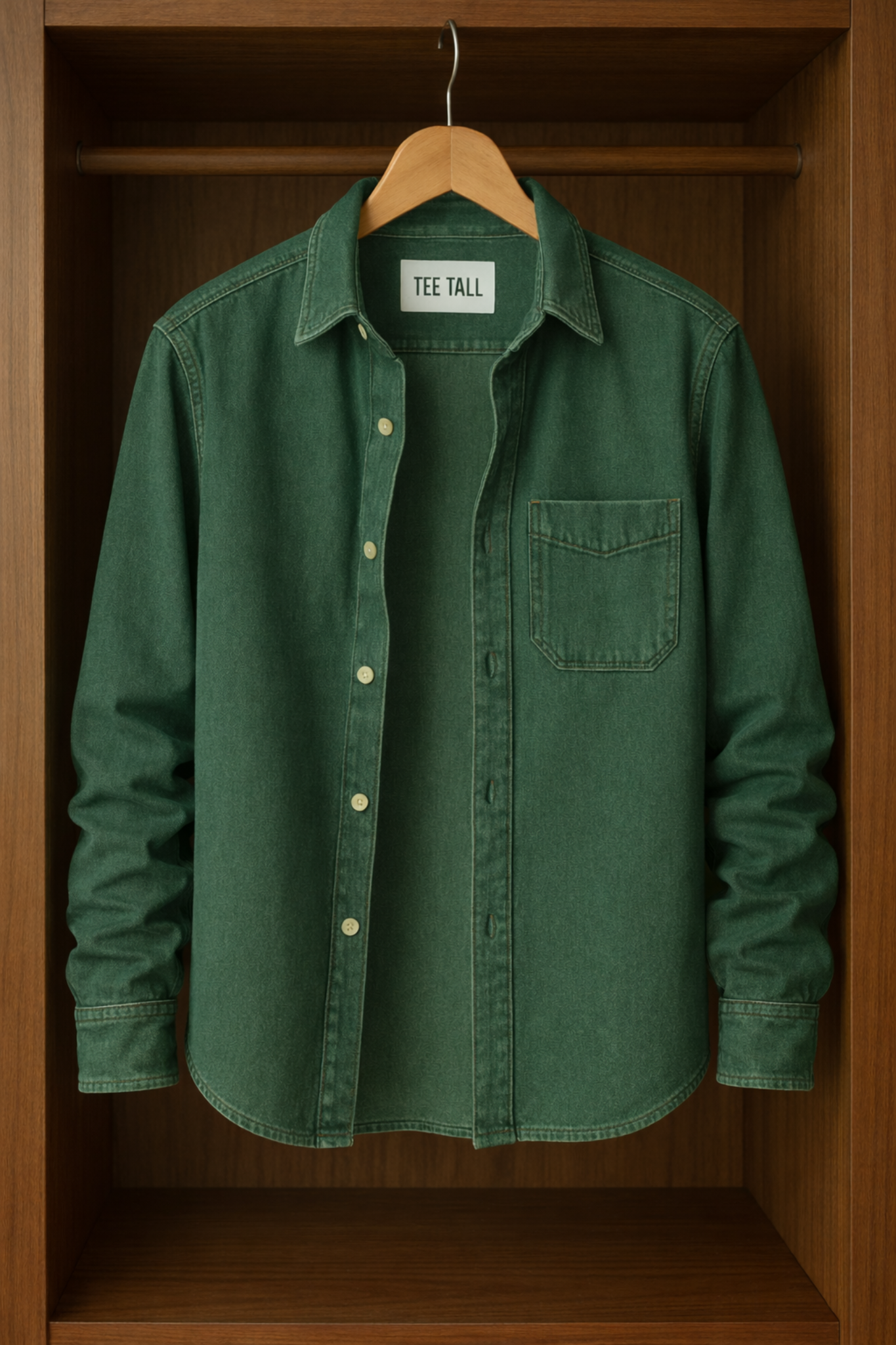 Mens Button Up Cotton Full Sleeve Shirt TTMBUS140 - Green