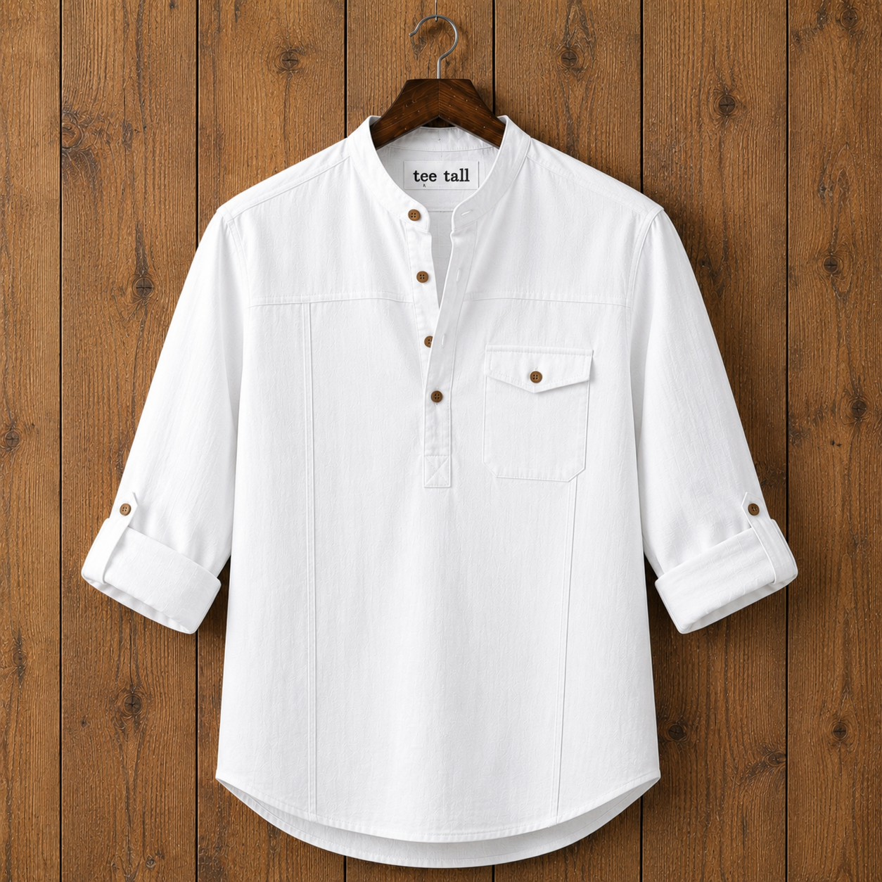 Mens Short Cotton Full Sleeve Shirt TTMSK151 - White