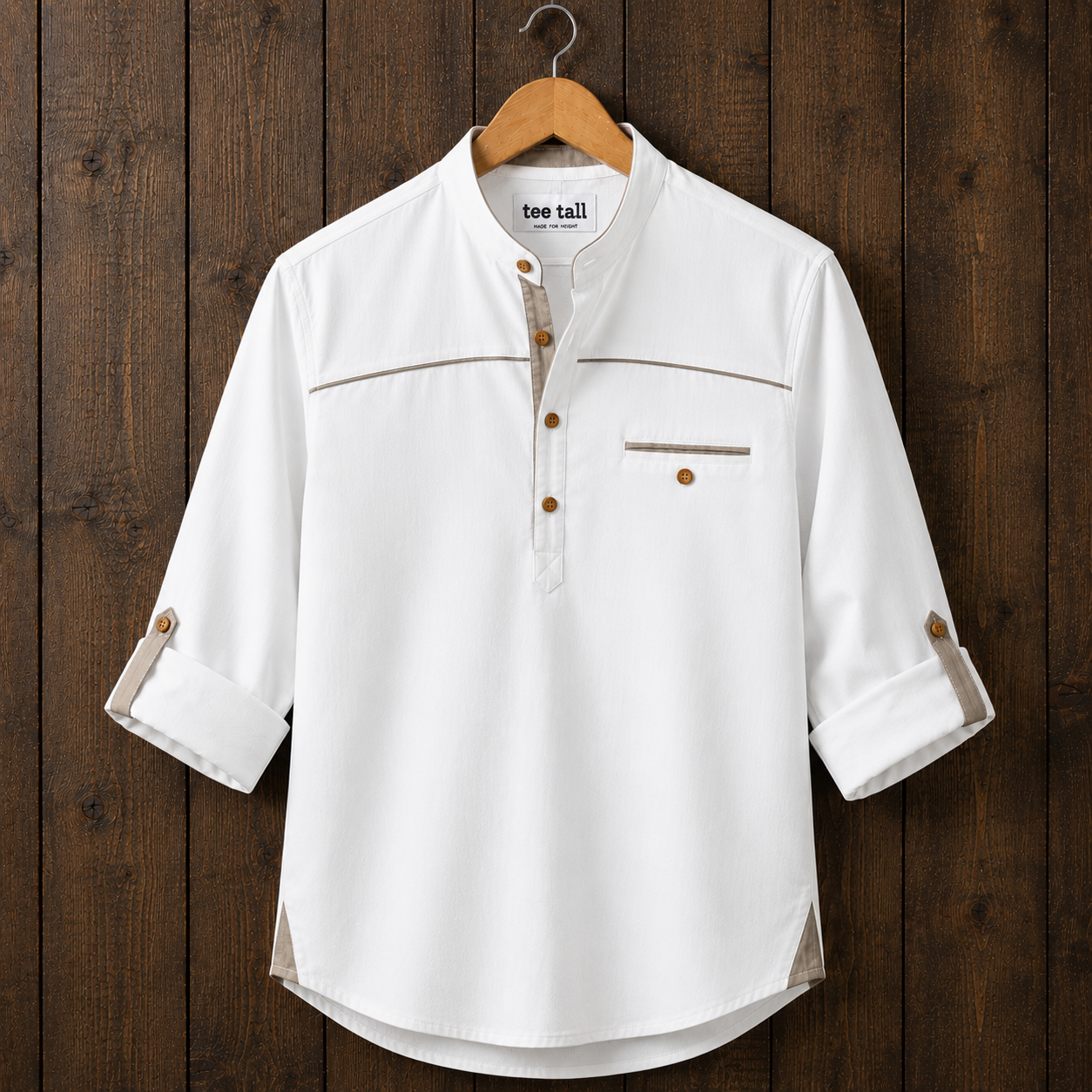 Mens Short Cotton Full Sleeve Shirt TTMSK156 - White