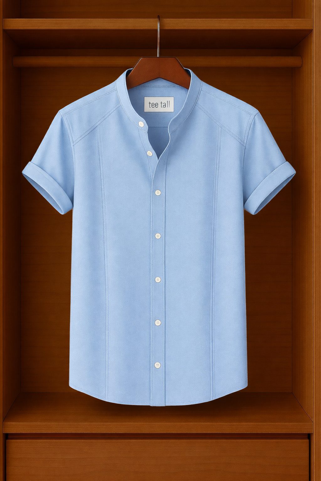 Mens Button Up Cotton Half Sleeve Shirt TTMBUS232 - Light Blue