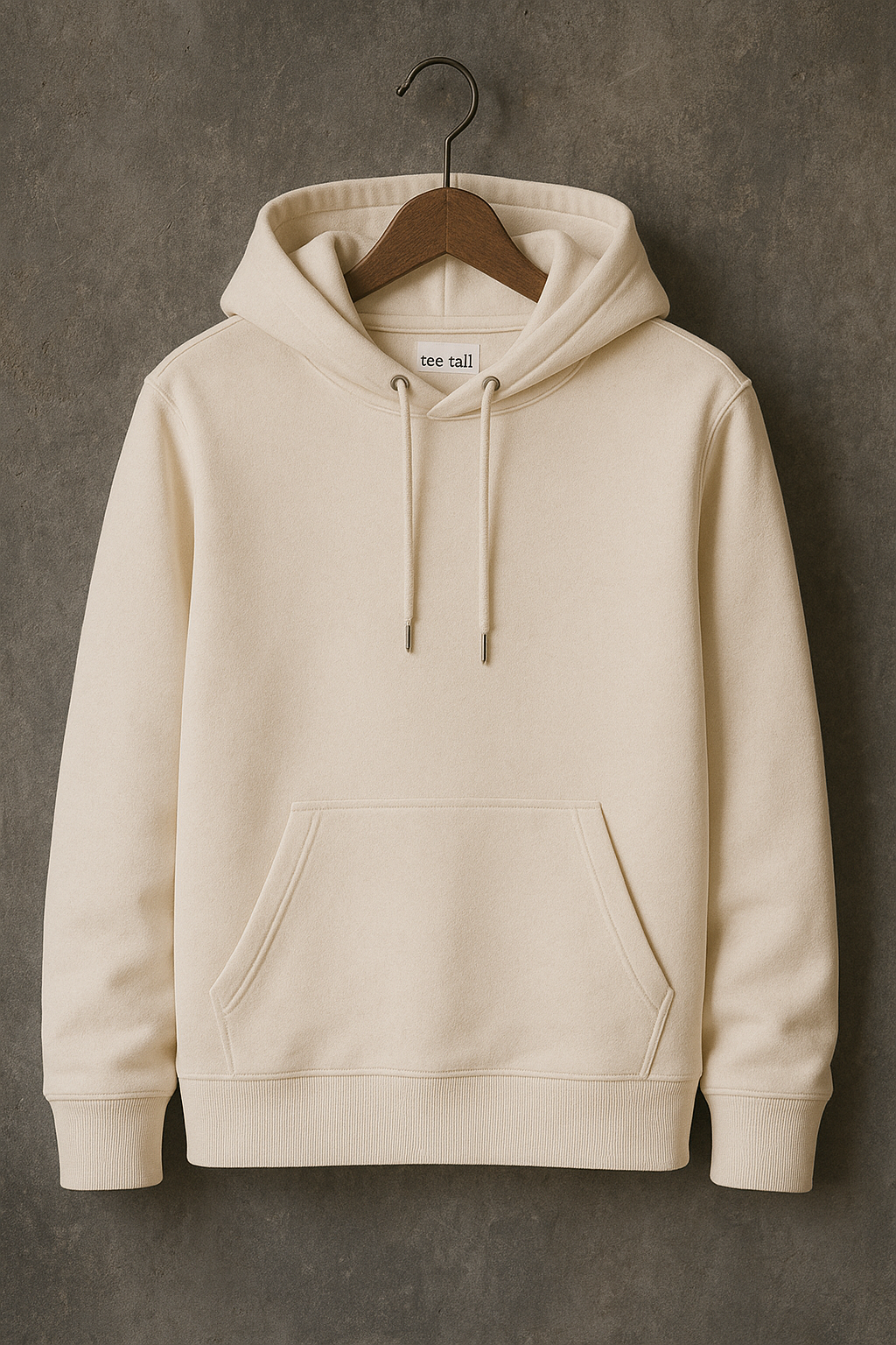 Tee Tall Mens Plain Pullover Kangaroo Hoodie - TTKPKHA - Cream