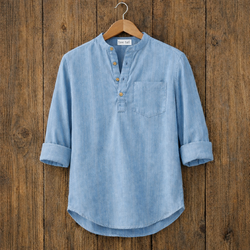 Mens Cotton Chambray Full Sleeve Shirt TTMSK2 - Blue