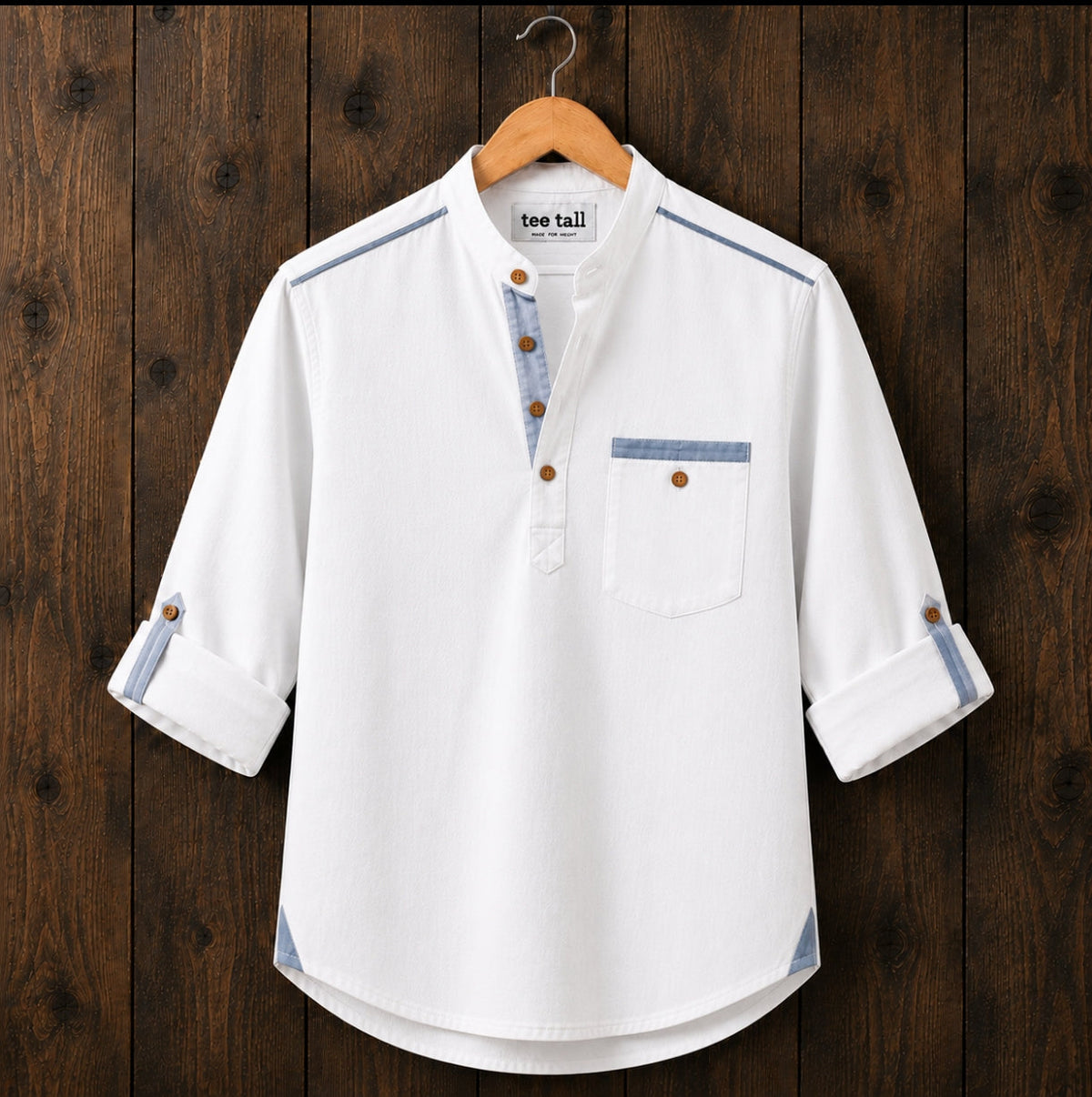 Mens Short Cotton Full Sleeve Shirt TTMSK167 - White