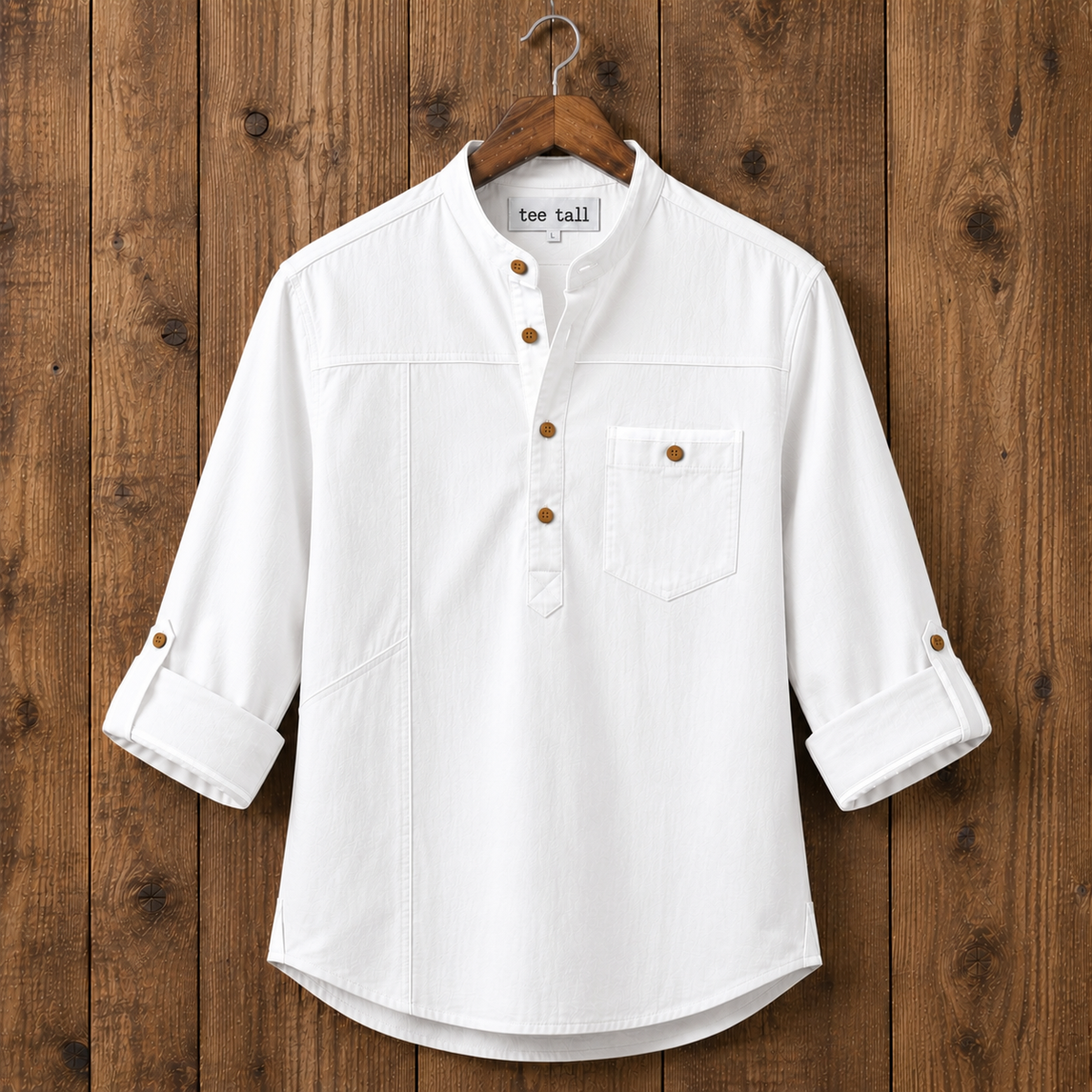 Mens Short Cotton Full Sleeve Shirt TTMSK152 - White