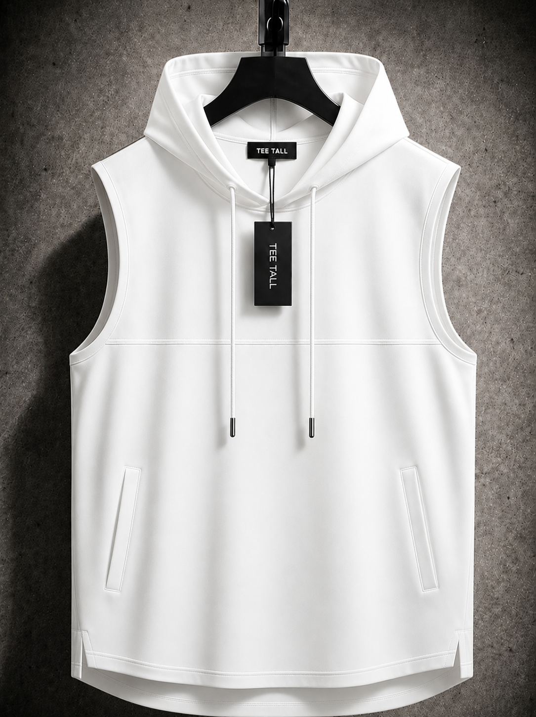 Mens Cotton Hooded Sleeveless T-Shirt CHST16 - White