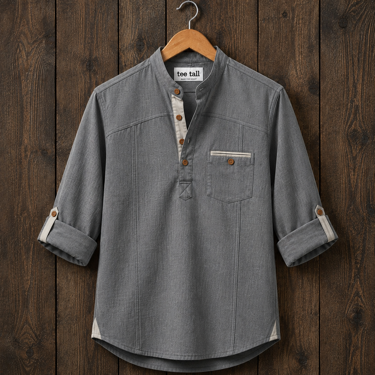Mens Short Cotton Full Sleeve Shirt TTMSK165 - Grey