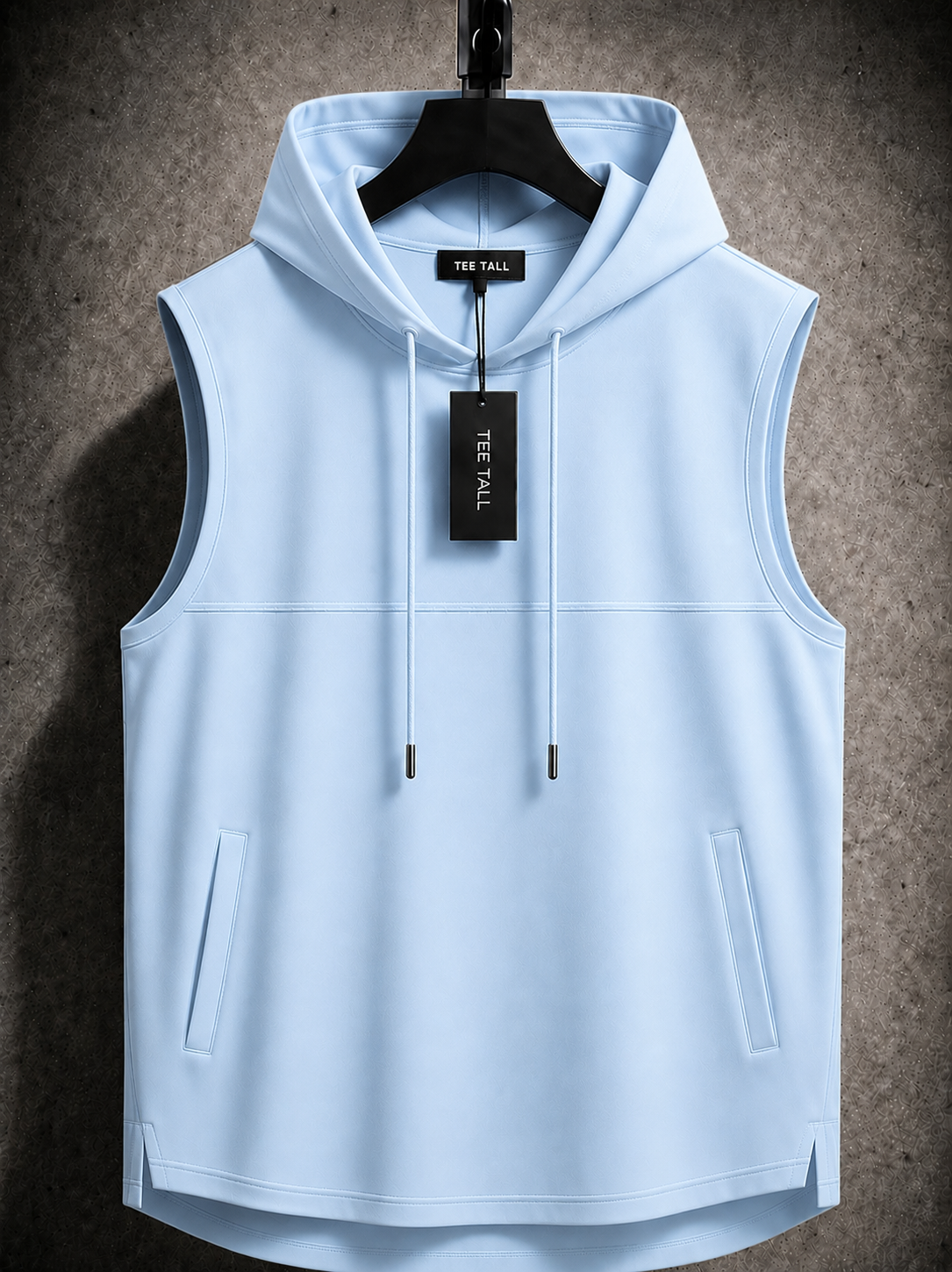 Mens Cotton Hooded Sleeveless T-Shirt CHST17 - Light Blue