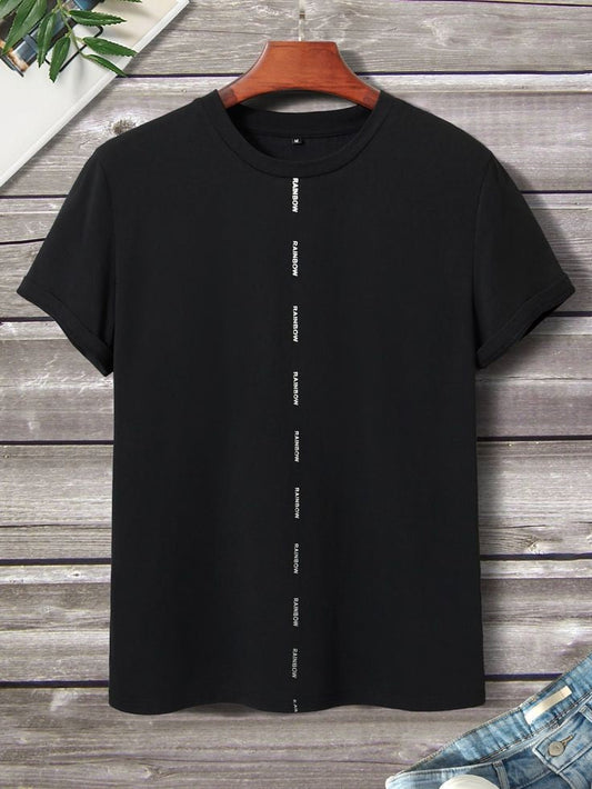 Mens Cotton Sticker Printed T-Shirt TTMPS64 - Black