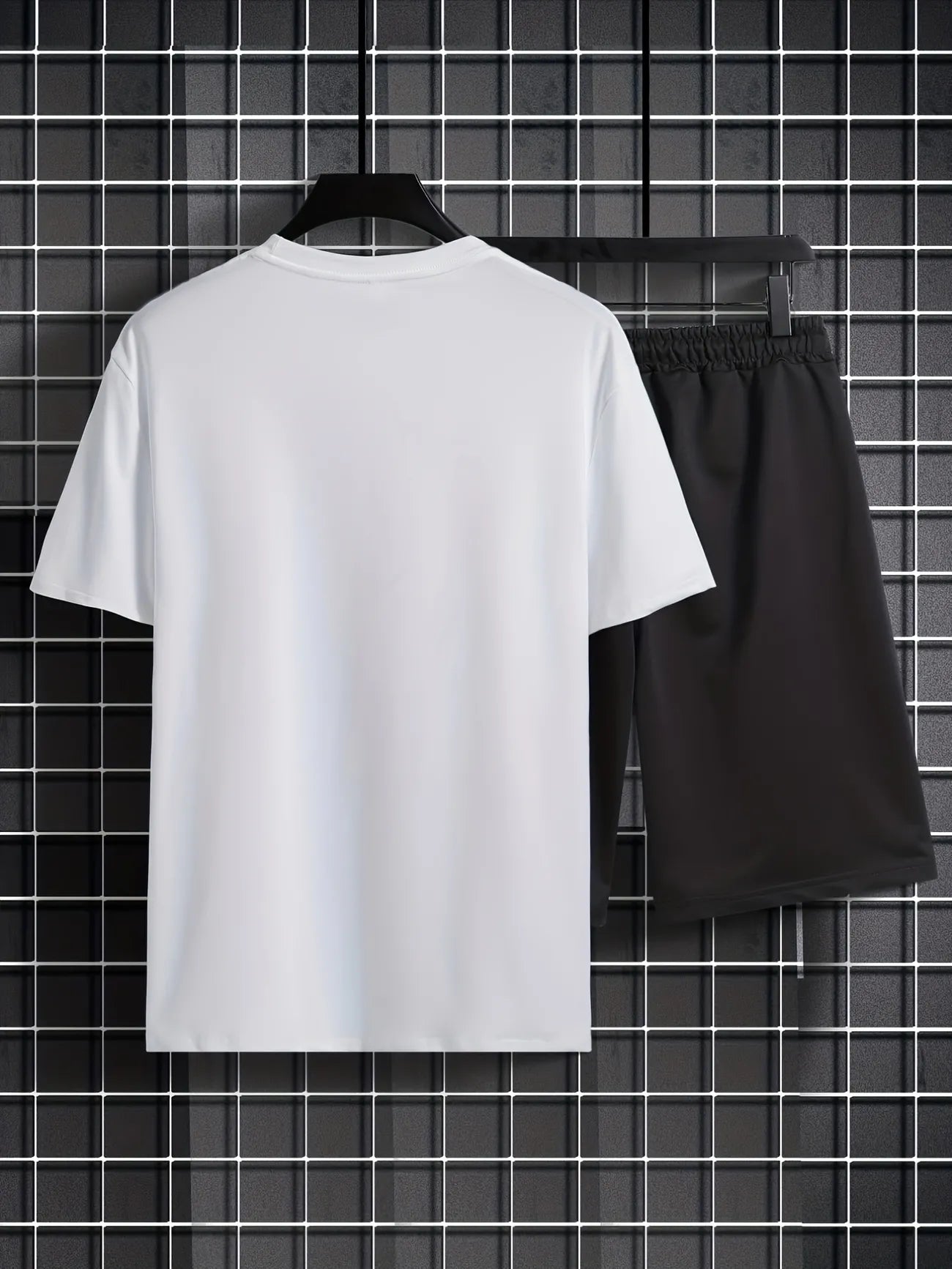 Mens Summer Shorts + T-Shirt Set - TTMSS160 - White Black