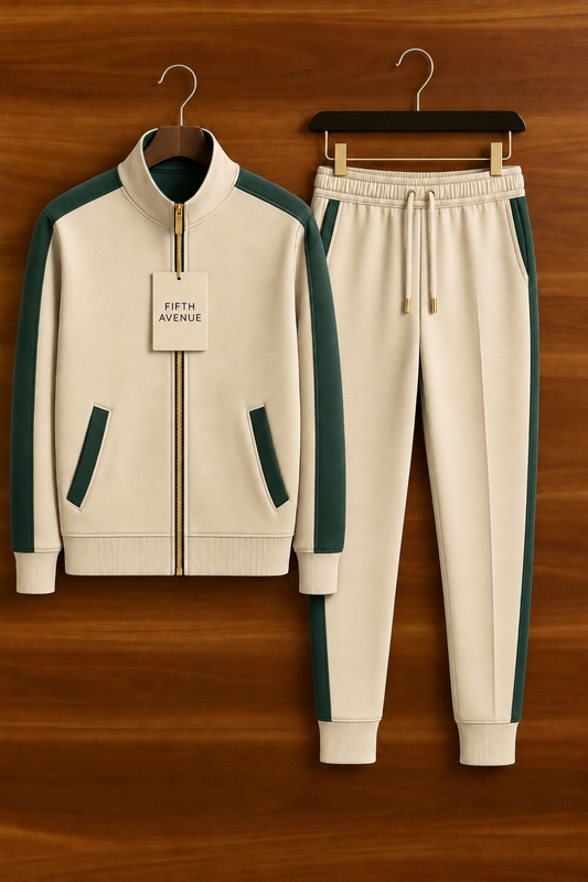 Mens Jacket and Pants Cotton Fleece Set FAMJAPNS202 - Cream