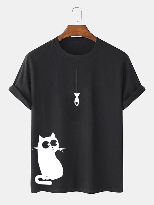 Mens Cotton Sticker Printed T-Shirt TTMPS31 - Black