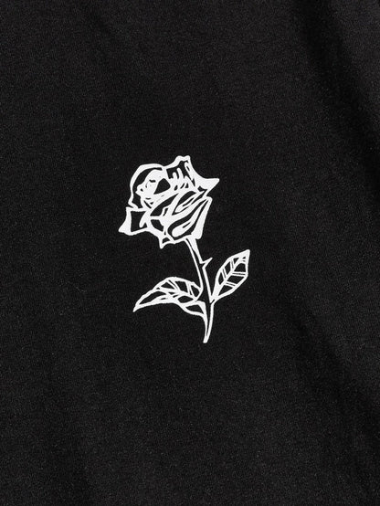 Fifth Avenue Pocket Rose Printed MIFT19 T-Shirt - Black