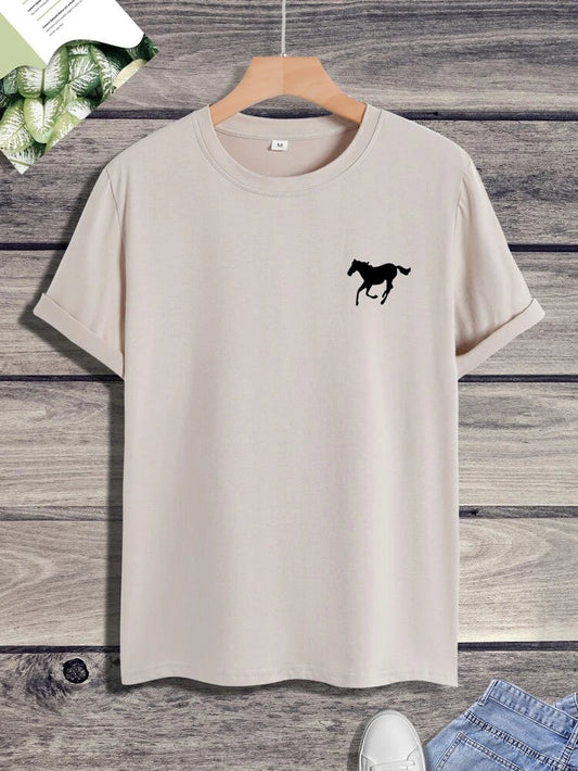 Mens Premium Cotton Printed T-Shirt - GRMPR39 - Cream
