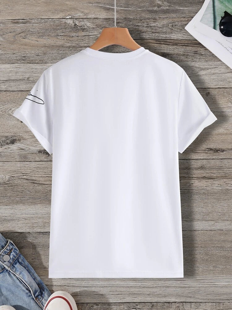 Mens Cotton Sticker Printed T-Shirt TTMPS17 - White