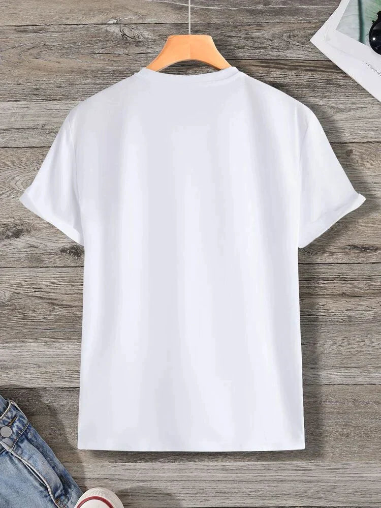 Mens Cotton Sticker Printed T-Shirt TTMPS15 - White