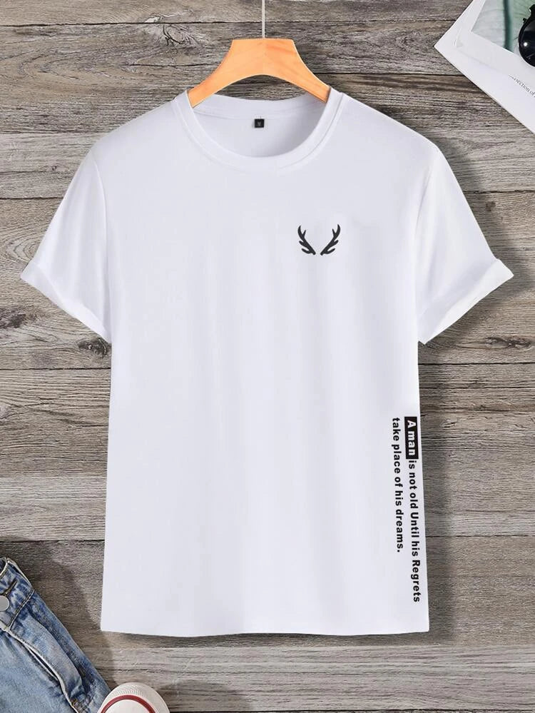 Mens Cotton Sticker Printed T-Shirt TTMPS15 - White