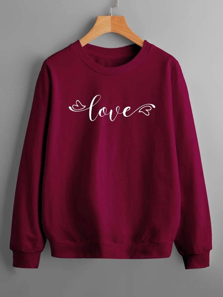 Groove Round Neck Printed Fleece Sweatshirt APRIN27 - Maroon