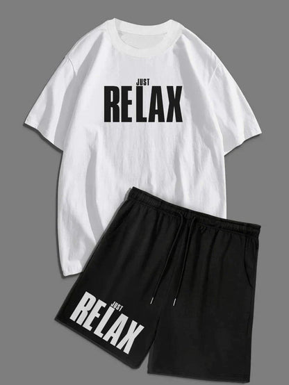 Mens Summer Shorts + T-Shirt Set - TTMSS39 - White Black