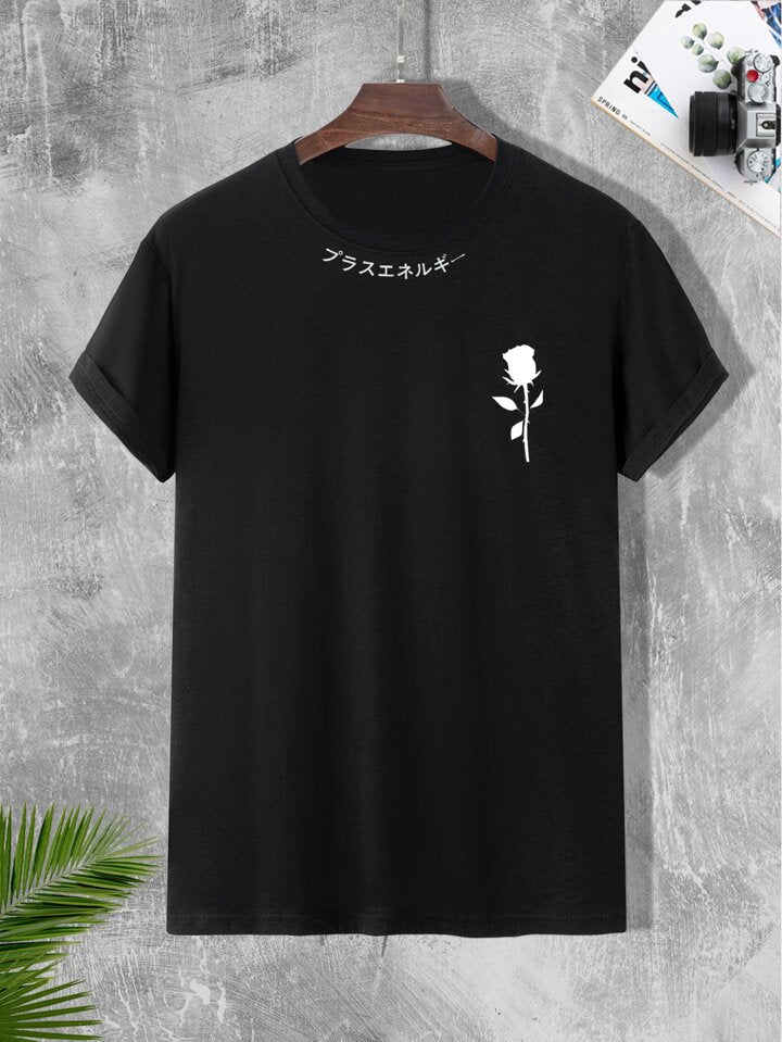 Mens Sticker Printed T-Shirt MMSPS42 - Black