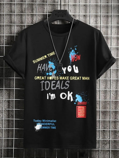 Fifth Avenue Stickers Printed MIFT120 T-Shirt - Black