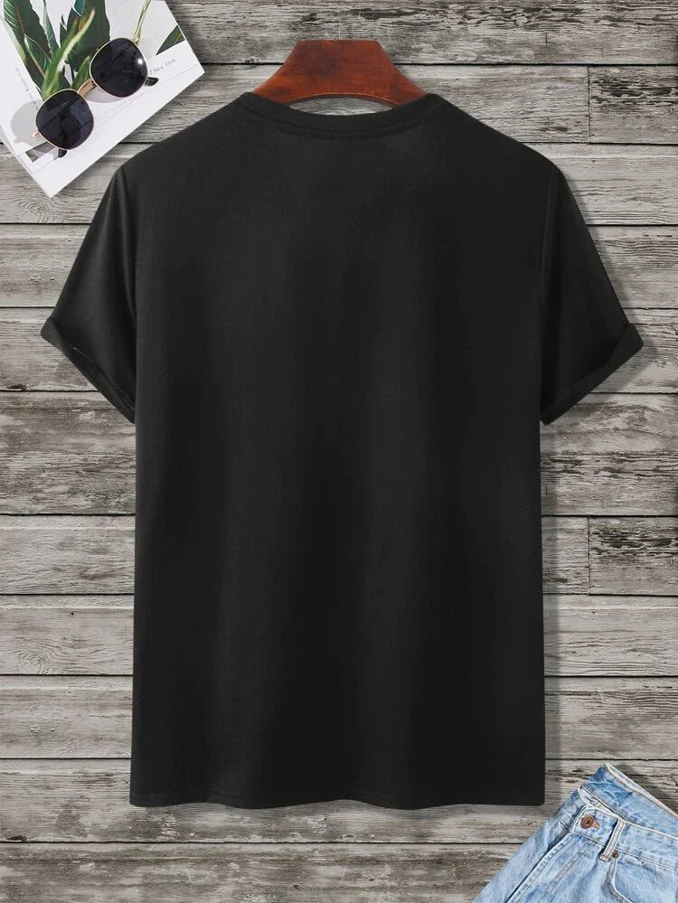 Mens Cotton Sticker Printed T-Shirt TTMPS61 - Black