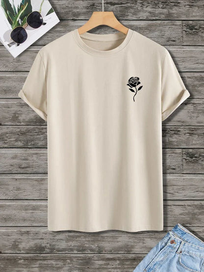 Mens Cotton Sticker Printed T-Shirt TTMPS26 - Cream