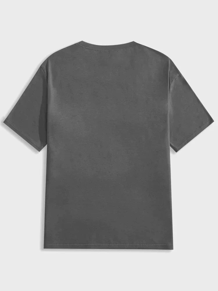 Mens Cotton Sticker Printed T-Shirt TTMPS66 - Charcoal