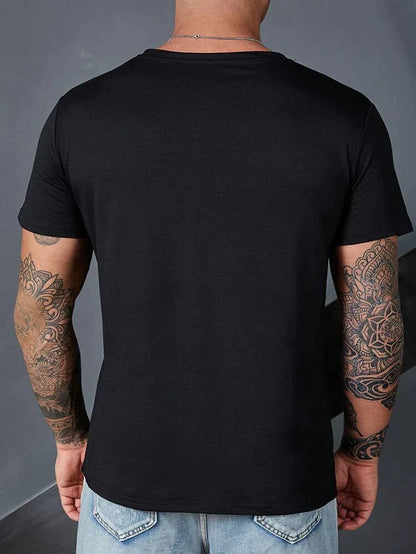 Mens Cotton Sticker Printed T-Shirt TTMPS2 - Black