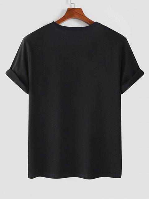 Mens Cotton Sticker Printed T-Shirt TTMPS37 - Black