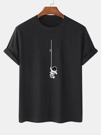 Mens Cotton Sticker Printed T-Shirt TTMPS39 - Black