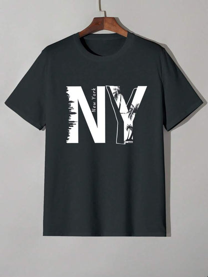 Mens Sticker Printed T-Shirt MMSPS15 - Charcoal
