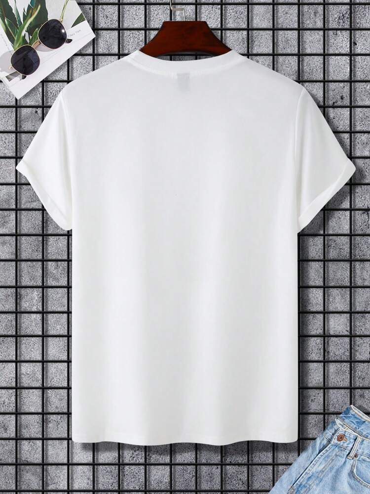 Mens Sticker Printed T-Shirt MMSPS25 - White
