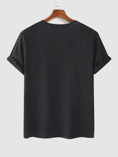 Mens Sticker Printed T-Shirt MMSPS45 - Black